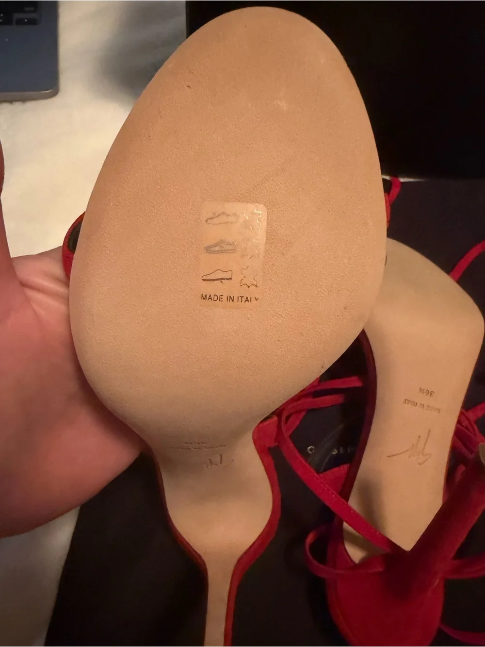Giuseppe Zanotti Red Suede Crystal-Embellished Lace-Up Heels